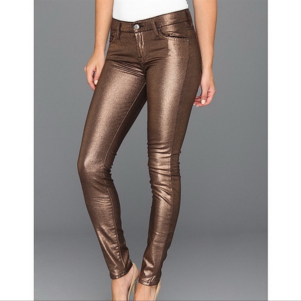 7 For All Mankind Skinny Metallic Jeans Size 27